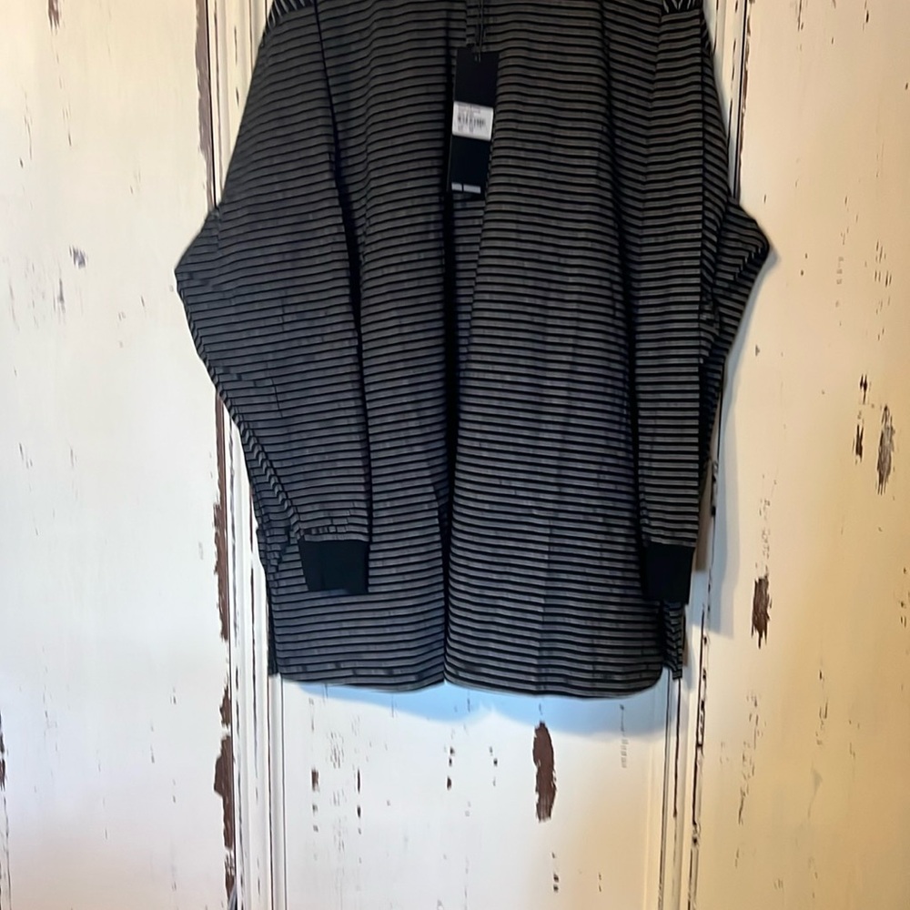 GC Black and White Striped Henley Long Sleeve Shirt